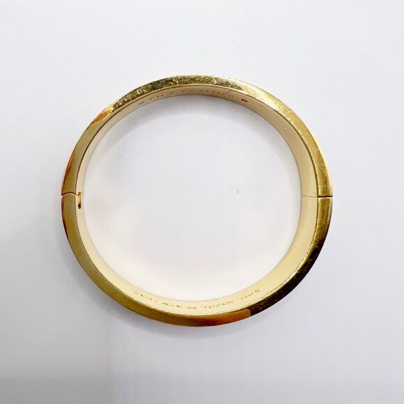 Kate Spade Fine Feather Bangle Bracelet Enamel Gold Tone - Picture 7 of 8
